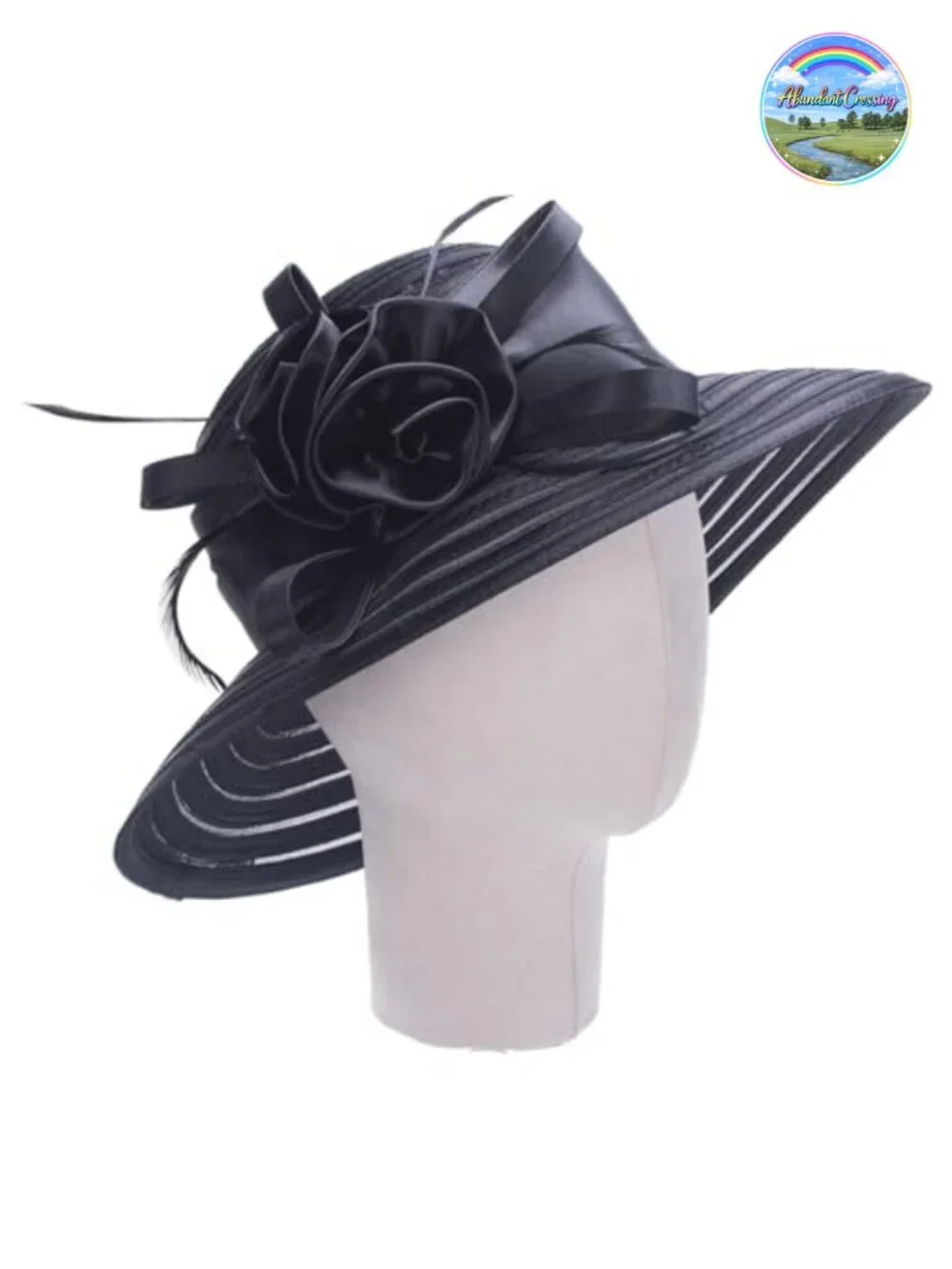 Polyester Satin Ribbon Sun Hat with Floral Pattern, Adjustable, Lightweight